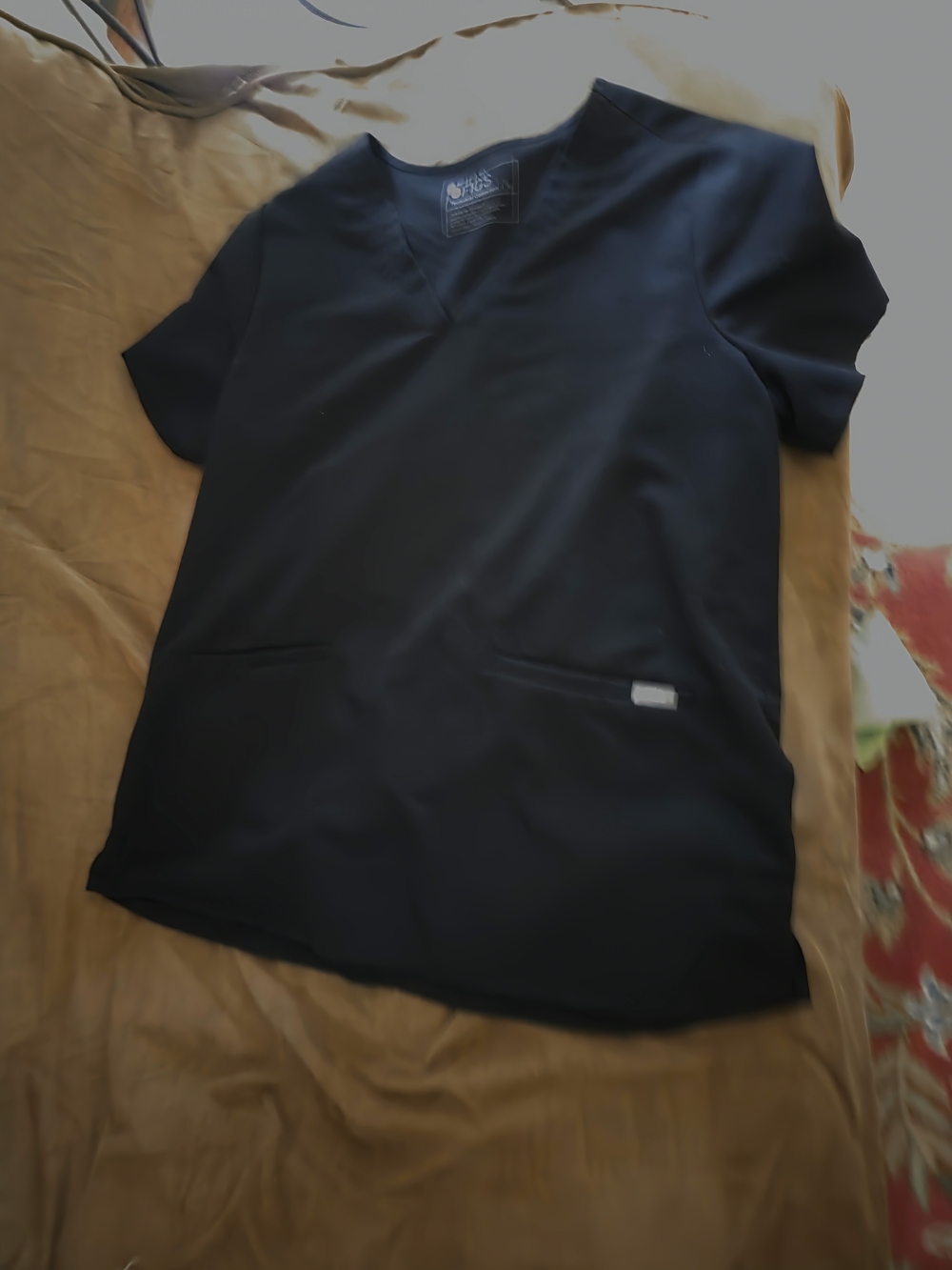 Figs Black V-Neck Technical Scrub Top
